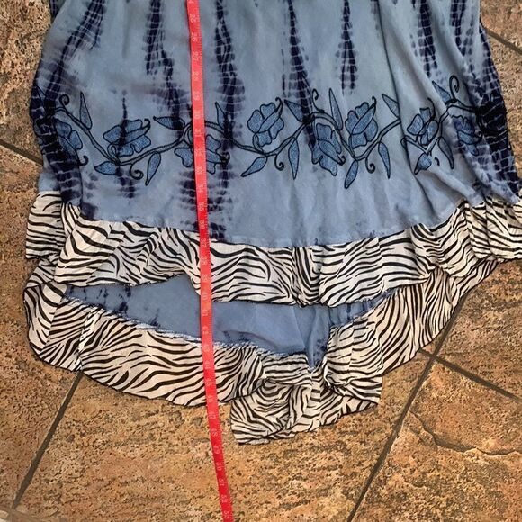 Ocean Breeze Free Size Scoop Neck Short Sleeve Embroidered Hi Low Maxi Dress - Picture 10 of 10